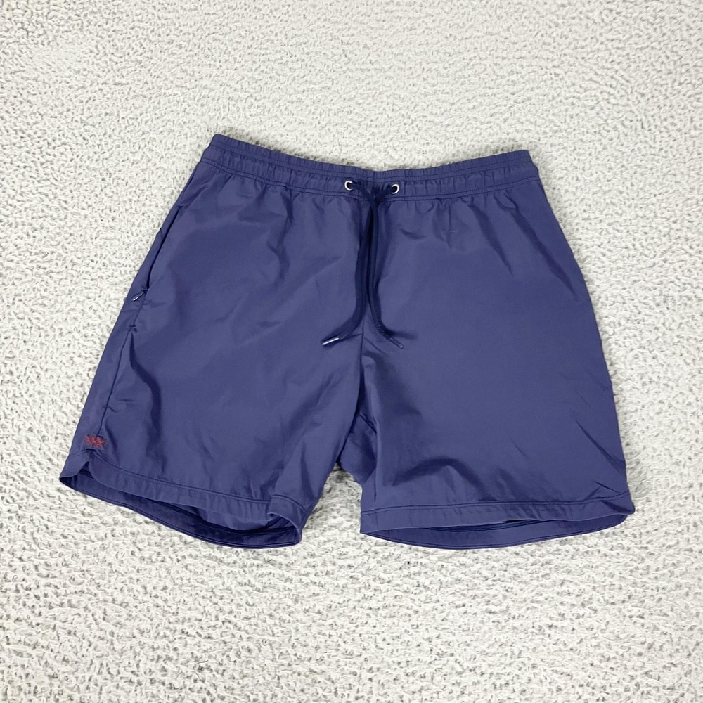 Rhone Shorts Mens Medium Blue Solid Mesh Nylon Stretch Swim Trunks